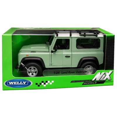 Колекційна модель автомобіля Welly Land Rover Defender 1:24, світло-зелена