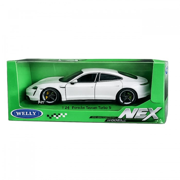 Колекційна модель автомобіля Porsche Taycan Turbo S 1:24 Welly, біла