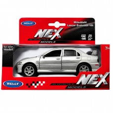 Колекційна машинка Welly NEX Mitsubishi Lancer Evolution VIII, срібляста
