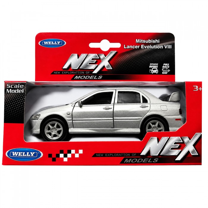Колекційна машинка Welly NEX Mitsubishi Lancer Evolution VIII, срібляста