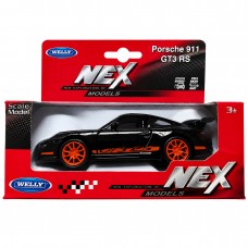 Колекційна машинка Welly NEX Porsche 911 GT3 RS, чорна з помаранчевими дисками