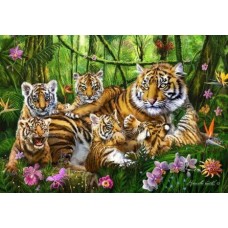 Пазл Trefl 500 деталей: Сім'я тигрів