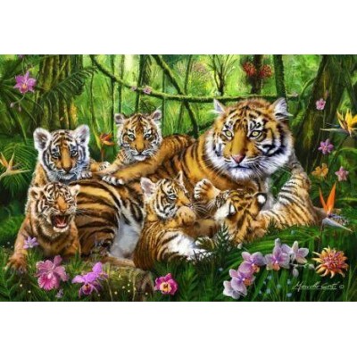 Пазл Trefl 500 деталей: Сім'я тигрів