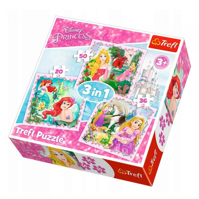 Пазл Trefl Рапунцель, Аврора та Аріель  (36+20+50 ел.)